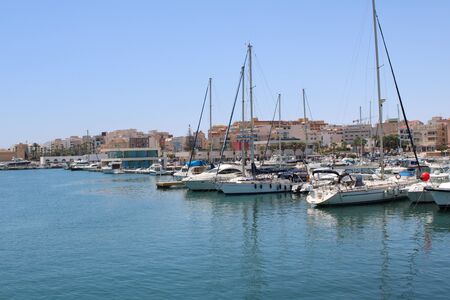 Marina and places of leisure and tourism in the village of Roquetas de Mar of AlmerÃ­a , Spain on july 14, 2019のeditorial素材
