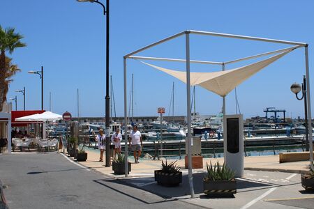 Marina and places of leisure and tourism in the village of Roquetas de Mar of AlmerÃ­a , Spain on july 14, 2019のeditorial素材