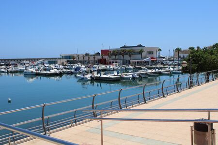 Marina and places of leisure and tourism in the village of Roquetas de Mar of AlmerÃ­a , Spain on july 14, 2019のeditorial素材