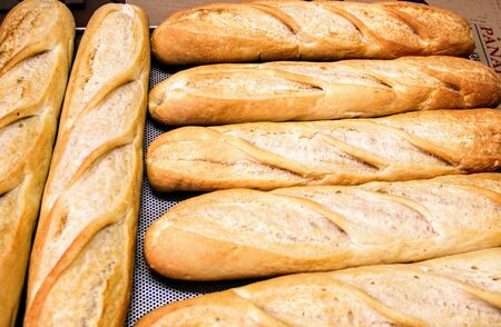 Freshly baked loaves of bread with a nice golden colorの写真素材