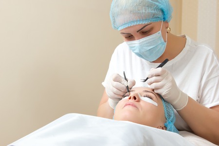 escalating of natural of eyelashes in a beauty salonの写真素材