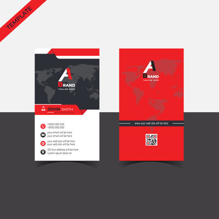Creative modern business card template. with red, black, and white color, vector illustrationのイラスト素材