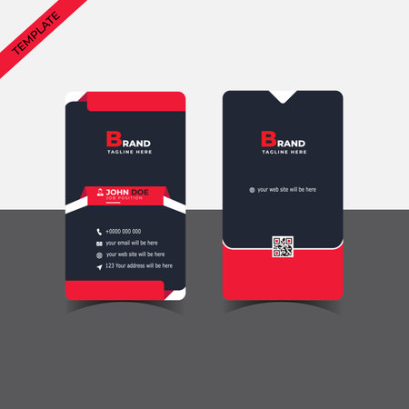 Creative modern business card template. with red, black, and white color, vector illustrationのイラスト素材