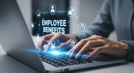 Businessman working on laptop with E-commerce concept. 3D rendering.の素材