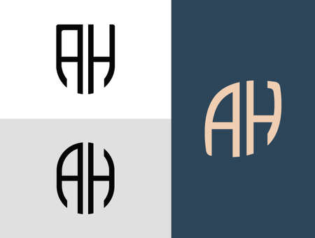 AH modern initial letter logo design vector bundle. It will be suitable for which company or brand name start those initial.のイラスト素材