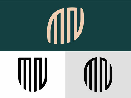MN modern initial letter logo design vector bundle. It will be suitable for which company or brand name start those initial.のイラスト素材