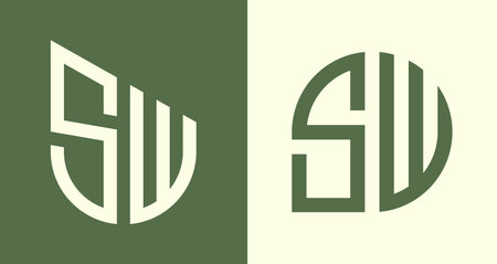 SW modern initial letter logo design vector bundle. It will be suitable for which company or brand name start those initial.のイラスト素材