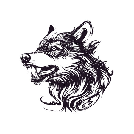 Wolf head isolated on white background. Vector illustration for your design.のイラスト素材