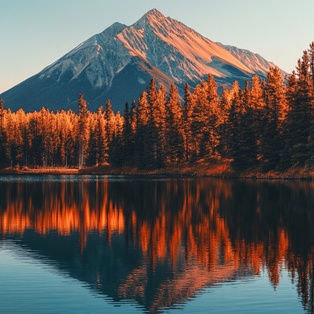 Mount Rainier, Washington, USA. Reflection of Mount Rainier in the lake.の素材