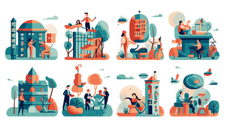 Financial planning and management illustration vector set, Professional finance management visual assets, Modern financial management visuals, Finance and money managementのイラスト素材