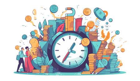 Financial planning and management illustration vector set, Professional finance management visual assets, Modern financial management visuals, Finance and money managementのイラスト素材