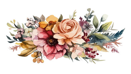 Watercolor bouquets, for invitation cards, wedding invitations, fashion backgrounds, DIY textures, greeting cards, wallpaper designs, wedding stationary sets, DIY wrappersのイラスト素材