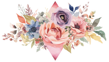 Beautiful vector watercolor floral bouquet. Hand drawn illustration.のイラスト素材