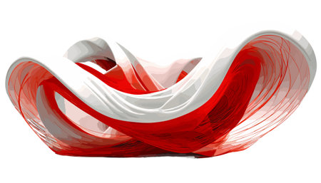 3d rendering of abstract waves in red and white on white backgroundのイラスト素材
