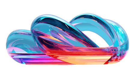 abstract 3d illustration of blue and red glass in the shape of a heartのイラスト素材