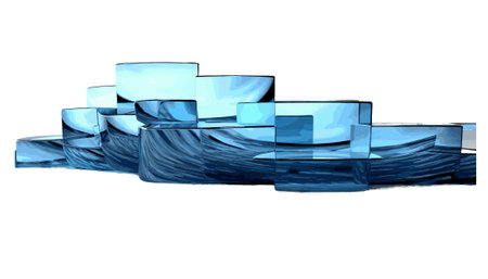 abstract blue glass cubes on a white background. 3d render
