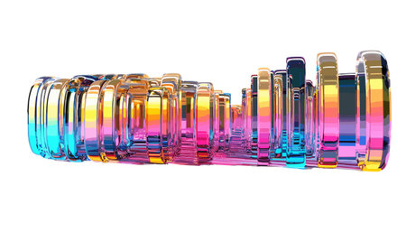 Colorful glass cubes isolated on white background. 3D rendering.のイラスト素材