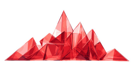 Red crystal pyramid isolated on white background. 3d render illustration.のイラスト素材