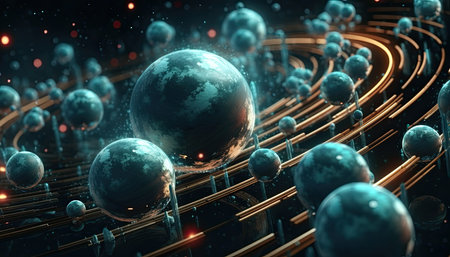 3D illustration of abstract fractal for creative design looks like planets in space.の写真素材