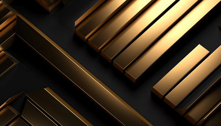 Abstract gold and black background. 3d rendering, 3d illustration.の写真素材