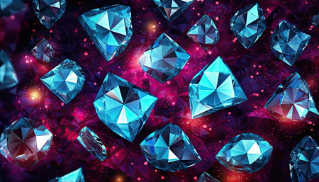 Diamonds on colorful background. 3D rendering. Computer digital drawing.