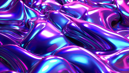 3d rendering of abstract metallic background with some smooth folds in itの写真素材