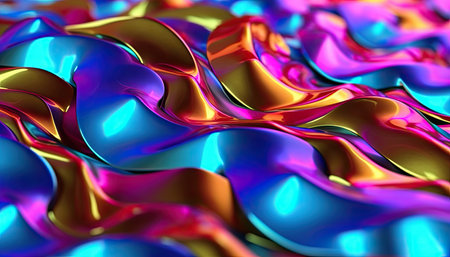 3d render of abstract metallic background with waves in it. Computer generated image.
