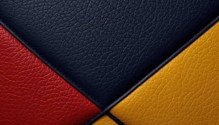 Black and yellow leather texture background. Close up of leather material.
