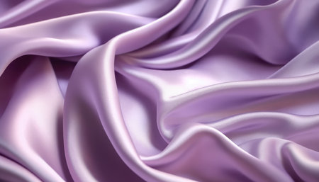 Closeup of rippled purple satin fabric texture background.の写真素材