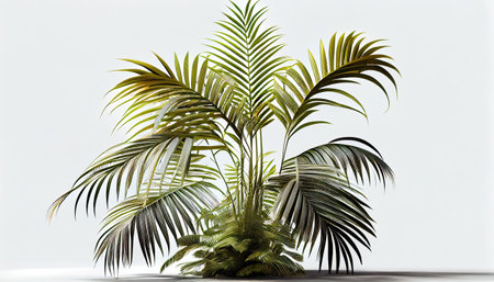 Palm tree isolated on white background. 3d render illustration.の素材