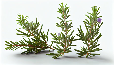 Rosemary twig isolated on white background, clipping path included.の素材