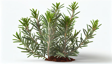 Rosemary plant isolated on white background. Close up. Studio shot.の写真素材