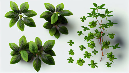 3d render of green plant isolated on white background with clipping pathの素材