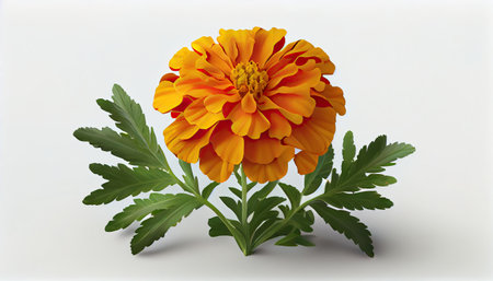 Marigold flower isolated on white background, clipping path included.の素材