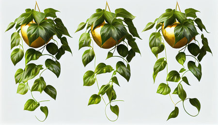 Easter eggs with green leaves on a white background. Vector illustration.の素材