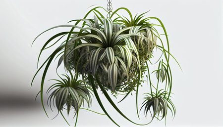 3D rendering of a green plant isolated on a white background.の素材