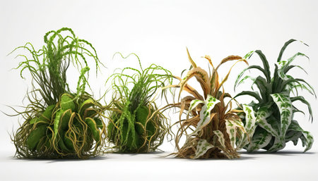 Plants in a pot on a white background, close-upの素材