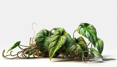 Aglaonema plant isolated on white background with clipping pathの素材