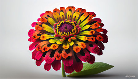 Zinnia flower isolated on white background, clipping path included.の素材