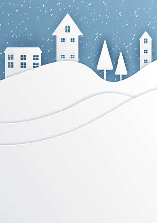 Christmas vector concept with white paper cut,paper art and digital craft style.のイラスト素材