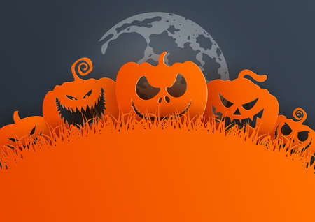 Paper art of happy Halloween,vector art and illustration.のイラスト素材