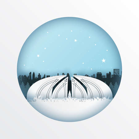 Paper cut style of world famous landmark of Pakistan,travel postcard and poster,vector illustration.のイラスト素材