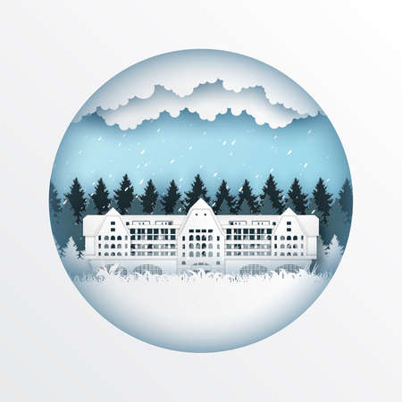 Paper cut style of world famous landmark of Brazil,travel postcard and poster,vector illustration.のイラスト素材