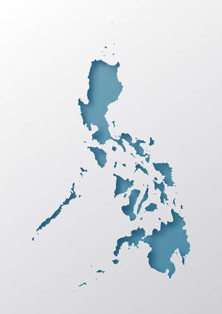 Paper cut out of Philippines map on flag,vector paper art and digital craft style.のイラスト素材