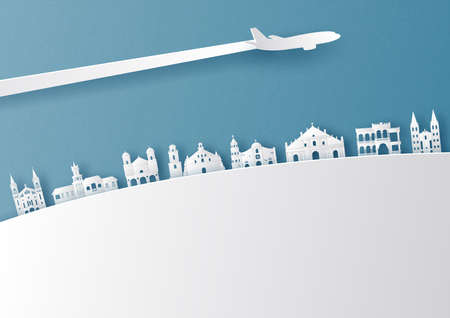 Illustration of Philippines and famous landmark, Paper art stlyeのイラスト素材