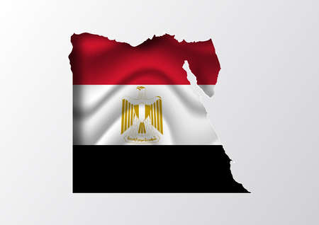 Paper cut out landmark of Egypt on flag,vector paper art and digital craft style.のイラスト素材