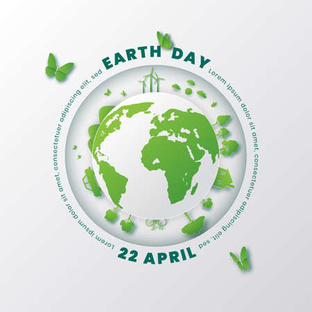 World environment and earth day concept,Paper cut 3dのイラスト素材