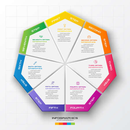 Vector heptagon element for infographic,Business concept with 7 options.のイラスト素材