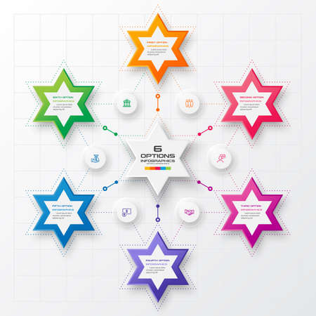 Vector star for infographic,Business concept with 6 options.のイラスト素材