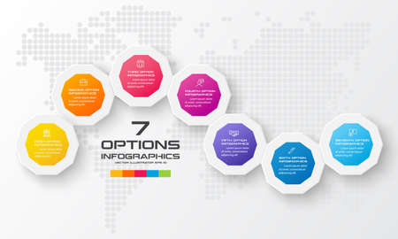 Decagon for infographics,Diagram with 7 options,Vector template for presentation.のイラスト素材